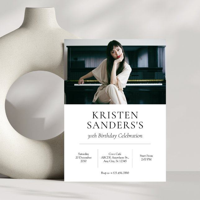 Convite Aniversário de foto minimalista moderno (Criador carregado)