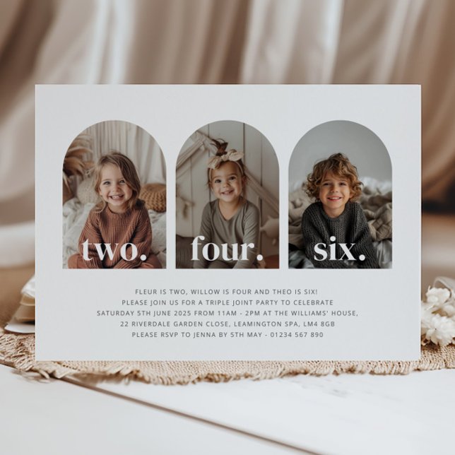 Convite Aniversário de Foto Paisagem Tripla Conjunta (Criador carregado)