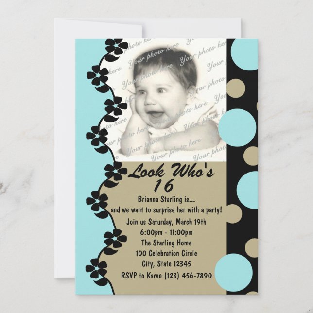 Convite Aniversário de Foto Ponto Retroativo (Frente)