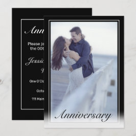 Convite Aniversário de Foto Preta Mínima Moderna