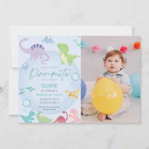 Convite aniversário de fotos do Dosaur piscina