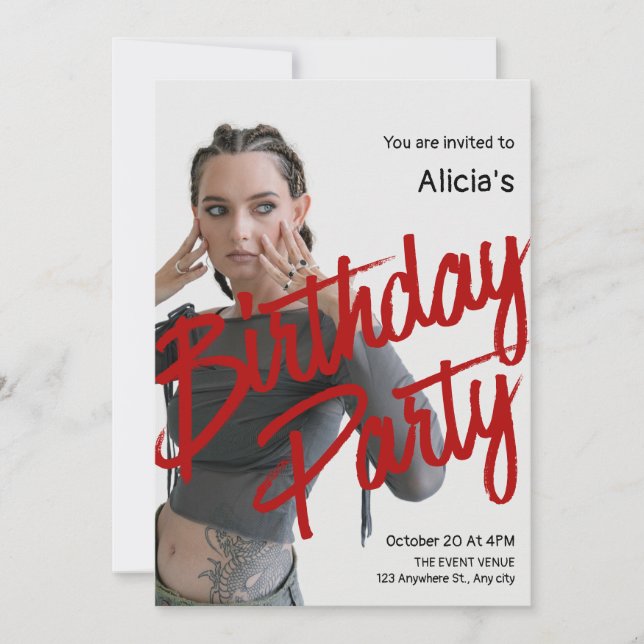 Convite aniversário de fotos Y2k (Frente)