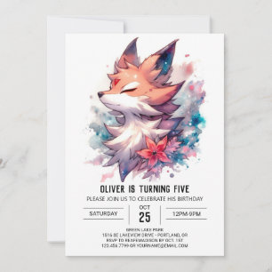 Convite Aniversário de Fox Personalizada Reproduzível
