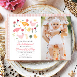 Convite Aniversário de frango com Páscoa de Fazenda de Pin