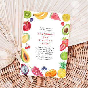 Convite Aniversário de Frutas da Lagarta Muito Faminta