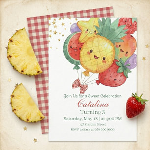 Convite Aniversário de Frutas Doces   Festa Infantil Tropi