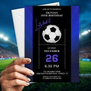 Convite Aniversário de Futebol Azul Roxo Moderno e Elegant