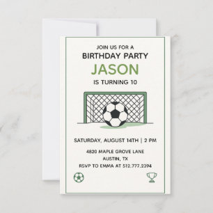 Convite Aniversário de Futebol Branco e Verde • Festa Espo