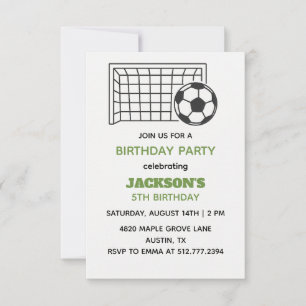 Convite Aniversário de Futebol Branco e Verde • Festa Espo