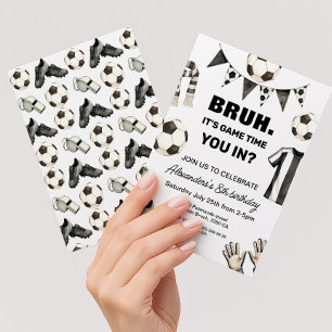 Convite Aniversário de futebol - Bruh É hora do jogo