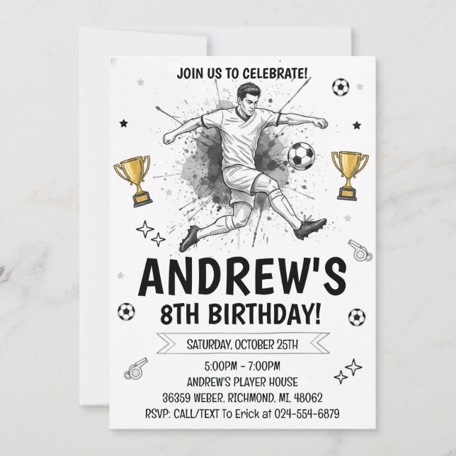 Convite Aniversário de Futebol Pessoal (Frente)