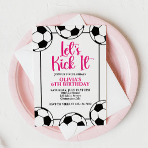 Convite Aniversário de Futebol Rosa