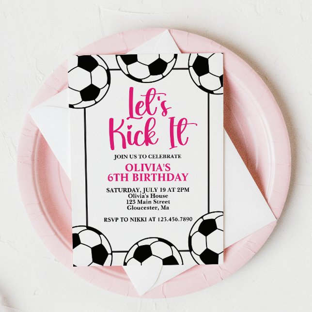Convite Aniversário de Futebol Rosa (Criador carregado)