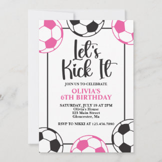 Convite Aniversário de Futebol Rosa e Preto