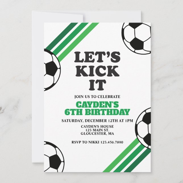 Convite Aniversário de Futebol Vamos Chutar Verde (Frente)