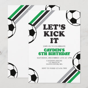 Convite Aniversário de Futebol Vamos Chutar Verde