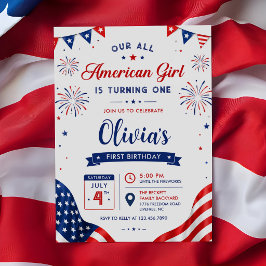 Convite Aniversário de Garota Totalmente Americana 4 de Ju
