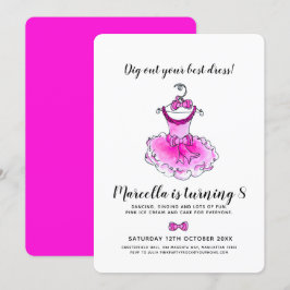 Convite Aniversário de garotas de vestimenta rosa