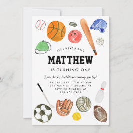 Convite Aniversário de Garoto da Equipe de Bolas de Esport