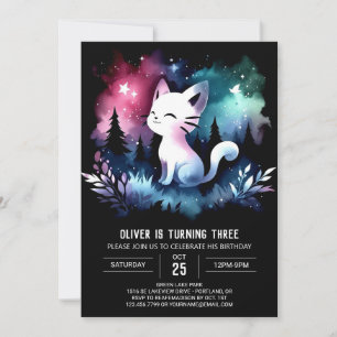 Convite Aniversário de Gato Adorável Elegante