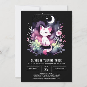 Convite Aniversário de Gato Adorável Pastel