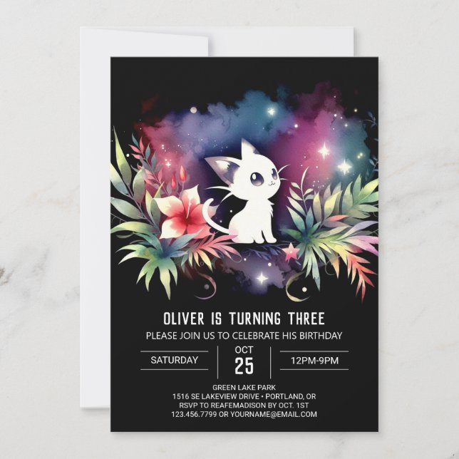 Convite Aniversário de Gato Cinto Personalizado (Frente)