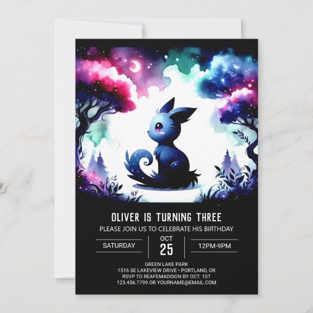 Convite Aniversário de Gato de Diversão em Água (Frente)