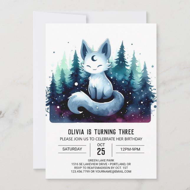 Convite Aniversário de Gato Encantado Bonito (Frente)