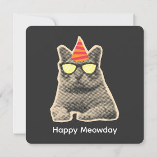 Convite Aniversário de gato engraçado