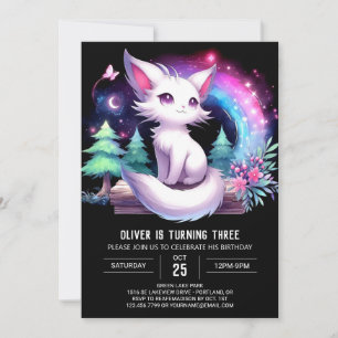 Convite Aniversário de Gato Magical Elegante