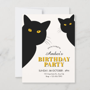 Convite Aniversário de gato preto