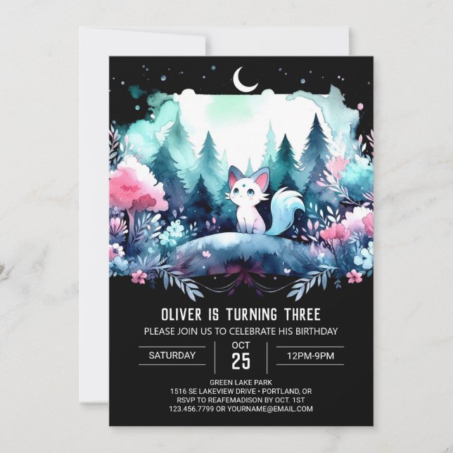 Convite Aniversário de Gato Sonhento (Frente)