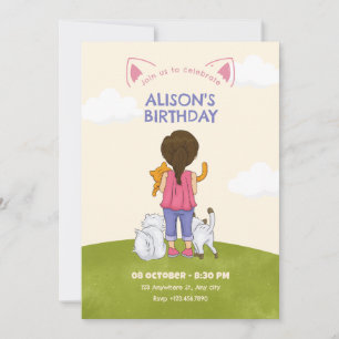 Convite Aniversário de gatos