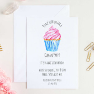 Convite Aniversário de gelo cor-de-água branca e cor-de-ro