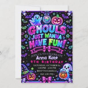 Convite Aniversário de Ghouls que Querem se Divertir