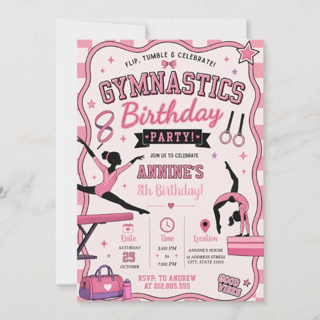 Convite Aniversário de Ginástica Moderna Personalizado (Frente)