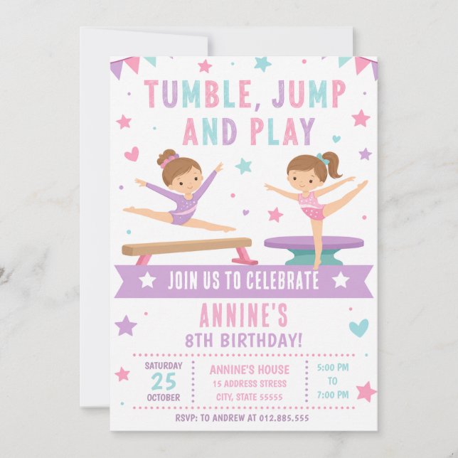 Convite Aniversário de Ginástica Personalizado (Frente)