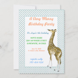 Convite Aniversário de Girafa Criaturas da Selva Safari Ca