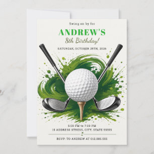 Convite Aniversário de Golfe Digital Personalizado