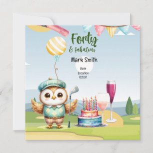 Convite Aniversário de golfe do aniversário de 40 anos