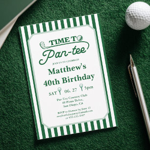 Convite Aniversário de Golfe Masculino Tempo Moderno para