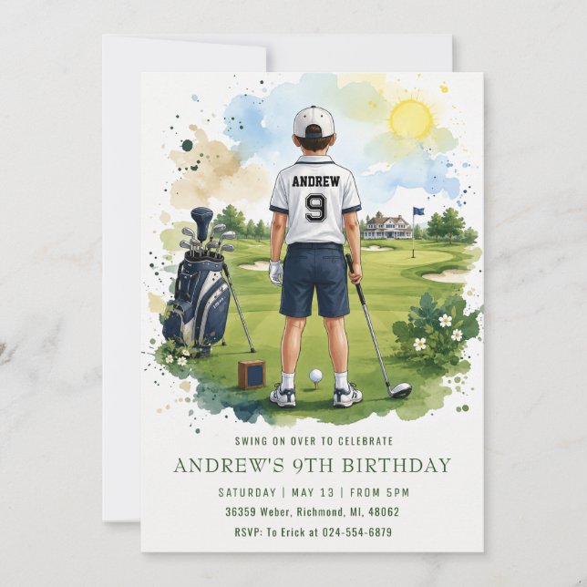 Convite Aniversário de Golfe Pessoal (Frente)