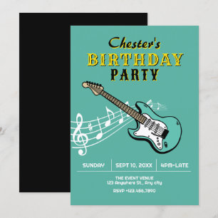 Convite Aniversário de guitarra