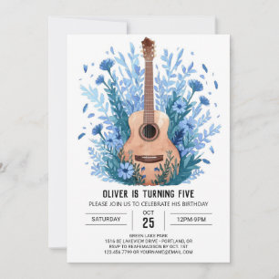 Convite Aniversário de Guitarrista de Flores Selvagens
