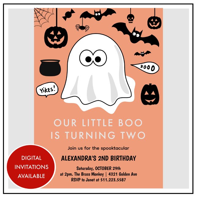 Convite Aniversário de Halloween 2º segundo aniversário do (Halloween-2nd-birthday-second-our-little-boo-invitation-1)