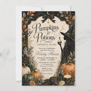 Convite Aniversário de Halloween Abóboras & Poções