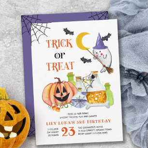 Convite Aniversário de Halloween com Fantasma e Poção de D