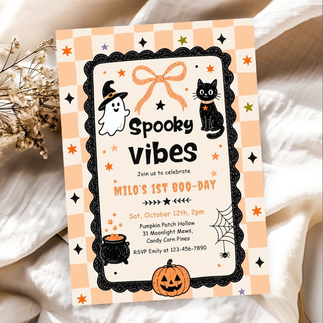 Convite Aniversário de Halloween com Vibrações Assustadora (Criador carregado)