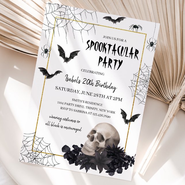 Convite Aniversário de Halloween Crânio Espetacular (Criador carregado)