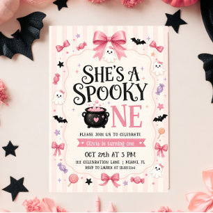 Convite Aniversário de Halloween da Garotinha Assustadora